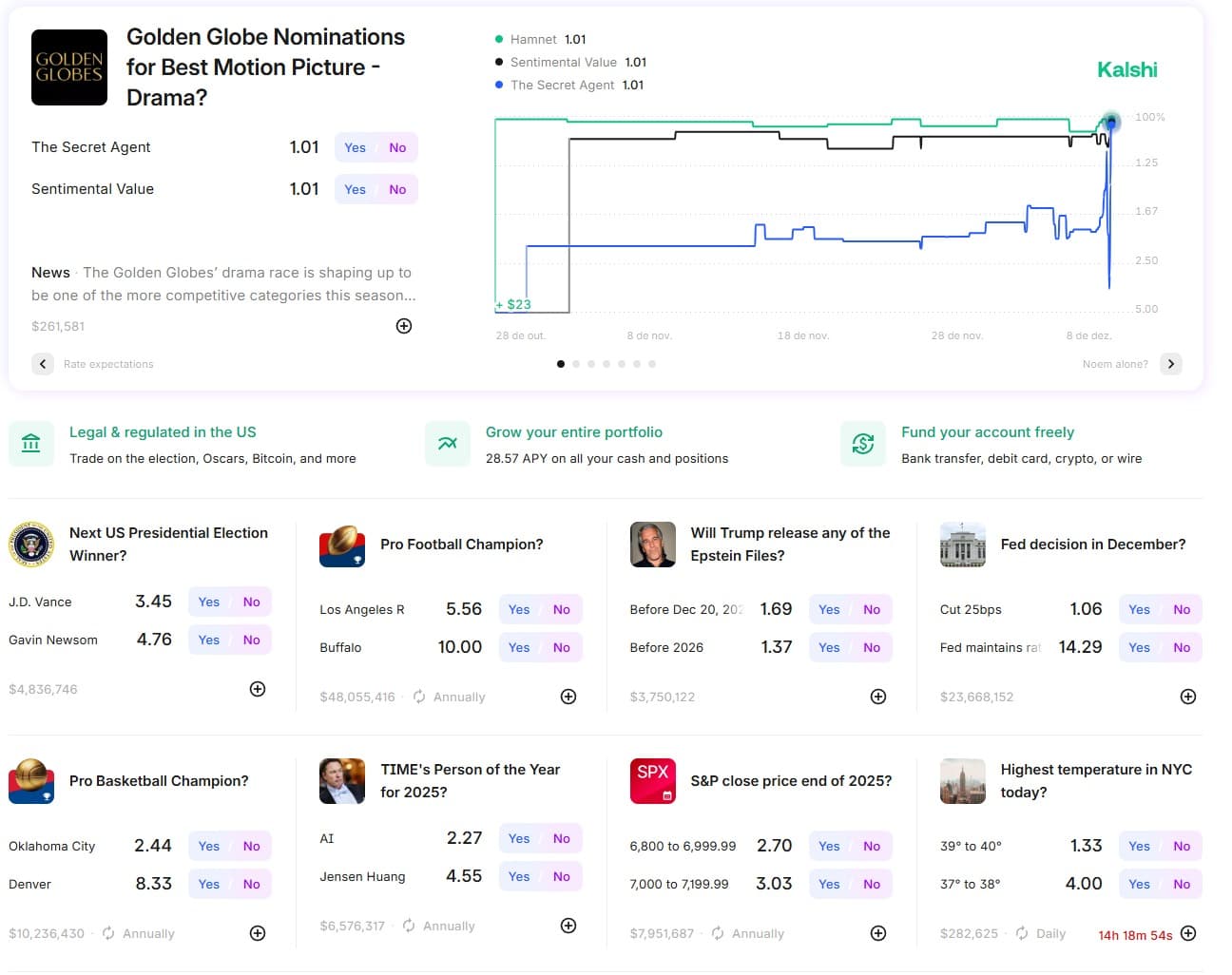 Kalshi Odd Converter in action - Multiple markets